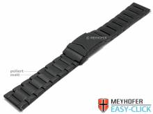 Meyhofer EASY-CLICK watch band Wolfsburg 22mm black stainless steel partly polished