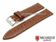 Watch strap Mendiga 24mm light brown leather alligator grain by MEYHOFER (width of buckle 20 mm)
