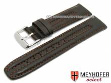 Watch strap Paderborn 20mm dark brown shrunken leather slightly grain brown stitched MEYHOFER (width of buckle 18 mm)