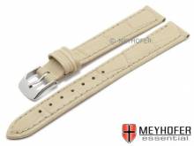Watch strap Davos 12mm beige leather alligator grain stitched by MEYHOFER (width of buckle 10 mm)