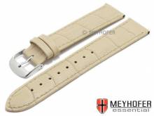 Watch strap Davos 18mm beige leather alligator grain stitched by MEYHOFER (width of buckle 16 mm)
