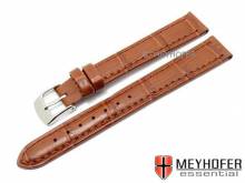 Watch strap Davos 12mm light brown leather alligator grain stitched by MEYHOFER (width of buckle 10 mm)