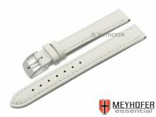 Watch strap Davos 12mm white leather alligator grain stitched by MEYHOFER (width of buckle 10 mm)