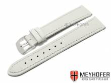 Watch strap Davos 24mm white leather alligator grain stitched by MEYHOFER (width of buckle 22 mm)