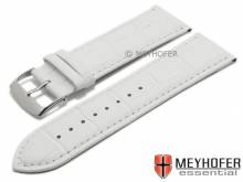 Watch strap Davos 28mm white leather alligator grain stitched by MEYHOFER (width of buckle 26 mm)