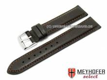 Watch strap Scordia 24mm dark brown camel leather grained light brown stitching by MEYHOFER (width of buckle 20 mm)