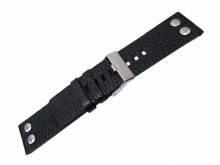 Uhrenarmband Bentonville 26mm schwarz Leder genarbt mit 2 Nieten von MEYHOFER (Schließenanstoß 26 mm)