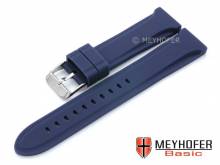 MEYHOFER Basic watch strap Peoria 24mm dark blue silicone smooth matt (width of buckle 22 mm)