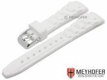 Watch strap Leeds 17mm white silicone waterproof matt with curved ends by MEYHOFER (width of buckle 14 mm)
