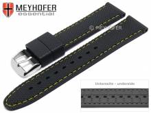 Watch strap Gatlinburg Special 18mm black silicone structure matt yellow stitching by MEYHOFER (width of buckle 16 mm)