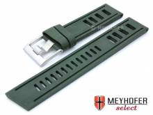Watch strap Palau 20mm dark green silicone smooth matt with holes by MEYHOFER (width of buckle 20 mm)