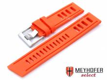 Watch strap Palau 24mm orange silicone smooth matt with holes by MEYHOFER (width of buckle 24 mm)