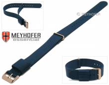 Uhrenarmband Hartford 18mm dunkelblau Textil/Synthetik Durchzugsband NATO-Style rosgoldfarbene Schließe von MEYHOFER