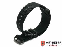 Uhrenarmband Escondido 22mm schwarz Synthetik/Textil NATO Zulu-Style Metallschlaufen schwarz Durchzugsband MEYHOFER