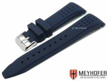 Watch strap Jeffersonville 24mm dark blue silicone racing look with curved ends by MEYHOFER (width of buckle 22 mm)