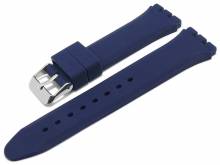 Watch strap Banbury 19mm dark blue silicone smooth matt suitable for SWATCH by MEYHOFER (width of buckle 18 mm)