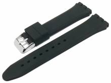 Watch strap Banbury 19mm black silicone smooth matt suitable for SWATCH by MEYHOFER (width of buckle 18 mm)