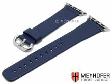Watch strap Brunswick 23mm dark blue leather with APPLE adapter 42 mm by MEYHOFER (width of buckle 20 mm)
