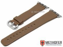 Watch strap Brunswick 21mm brown leather with APPLE adapter 38 mm by MEYHOFER (width of buckle 18 mm)