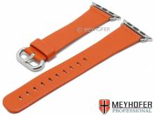 Watch strap Brunswick 21mm orange leather with APPLE adapter 38 mm by MEYHOFER (width of buckle 18 mm)