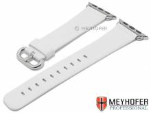 Watch strap Brunswick 21mm white leather with APPLE adapter 38 mm by MEYHOFER (width of buckle 18 mm)