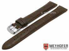 Watch strap XL super long Covington 18mm dark brown leather alligator grain stitched MEYHOFER (width of buckle 16 mm)