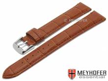 Watch strap XL super long Covington 22mm brown leather alligator grain stitched by MEYHOFER (width of buckle 20 mm)