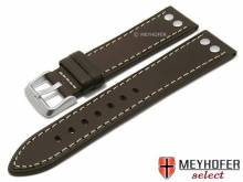Uhrenarmband Farragut 24mm dunkelbraun Leder Aviator-Look helle Naht von MEYHOFER (Schließenanstoß 22 mm)