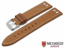 Uhrenarmband Farragut 20mm hellbraun Leder Aviator-Look helle Naht von MEYHOFER (Schließenanstoß 18 mm)