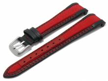Watch strap Velletri 20mm black/red leather double stitching for Rolex by MEYHOFER (width of buckle 16 mm)