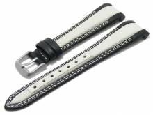Watch strap Velletri 20mm black/white leather double stitching for Rolex by MEYHOFER (width of buckle 16 mm)