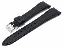 Watch strap Kriens 20mm black leather alligator grain for Rolex by MEYHOFER (width of buckle 16 mm)