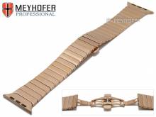 Watch strap Westmont 42mm ros� golden stainless steel for APPLE Smartwatches by MEYHOFER