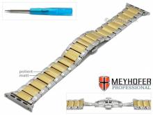 Watch strap Eastport 21mm stainless steel dual tone with APPLE adapter 38 mm by MEYHOFER