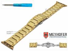Watch strap Eastport 21mm stainless steel golden with APPLE adapter 38 mm by MEYHOFER