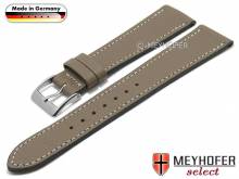 Watch strap Neunburg 18mm taupe goat leather grained light stitching by MEYHOFER (width of buckle 16 mm)