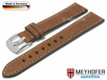 Watch strap Kreuth 24mm brown leather vegetable tanned light stitching by MEYHOFER (width of buckle 22 mm)