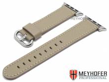 Watch strap Sontra 20mm beige leather grained with APPLE adapter 38 mm by MEYHOFER (width of buckle 18 mm)