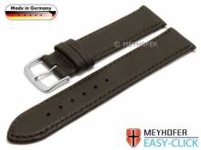Watch strap Meyhofer EASY-CLICK Neuss 16mm dark brown deer leather grained stitched (width of buckle 16 mm)