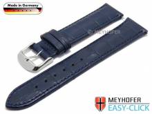 Uhrenarmband Meyhofer EASY-CLICK Inzell 18mm dunkelblau Leder Alligator-Prägung abgenäht (Schließenanstoß 16 mm)