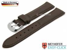 Uhrenarmband Meyhofer EASY-CLICK Bamberg 18mm dunkelbraun Leder glatt abgenäht (Schließenanstoß 16 mm)