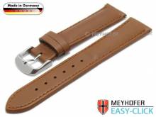Uhrenarmband Meyhofer EASY-CLICK Bamberg 18mm hellbraun Leder glatt abgenäht (Schließenanstoß 16 mm)