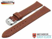 Uhrenarmband Meyhofer EASY-CLICK XL Scheidt 18mm mittelbraun Leder grob genarbt abgenäht (Schließenanstoß 16 mm)