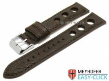 Uhrenarmband Meyhofer EASY-CLICK Braga 18mm dunkelbraun Leder Racing-Look abgenäht (Schließenanstoß 16 mm)