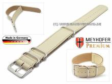 Watch strap Piacenza NATO 24mm cream leather grained stitched by MEYHOFER