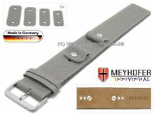 HANDMADE IN GERMANY: Unterlagenband Kassel Classic 14-16-18-20mm Wechselanstoß grau Leder genarbt helle Naht Meyhofer