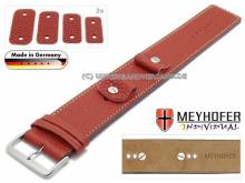 HANDMADE IN GERMANY: Unterlagenband Kassel Classic 14-16-18-20mm Wechselanstoß rot Leder genarbt helle Naht Meyhofer