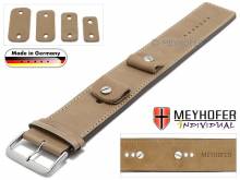 Uhrenarmband Magdeburg 14-16-18-20mm Wechselanstoß beige Leder Antik-Look abgenäht Unterlagenband Meyhofer