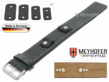 HANDMADE IN GERMANY: Unterlagenband Edlingen 14-16-18-20mm Wechselanst. d.grau Leder velourartig helle Naht MEYHOFER