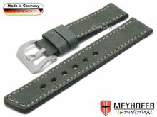 Uhrenarmband Laredo Special 24mm dunkelgrau Leder Antik-Look schwarze Naht von MEYHOFER (Schließenanstoß 24 mm)